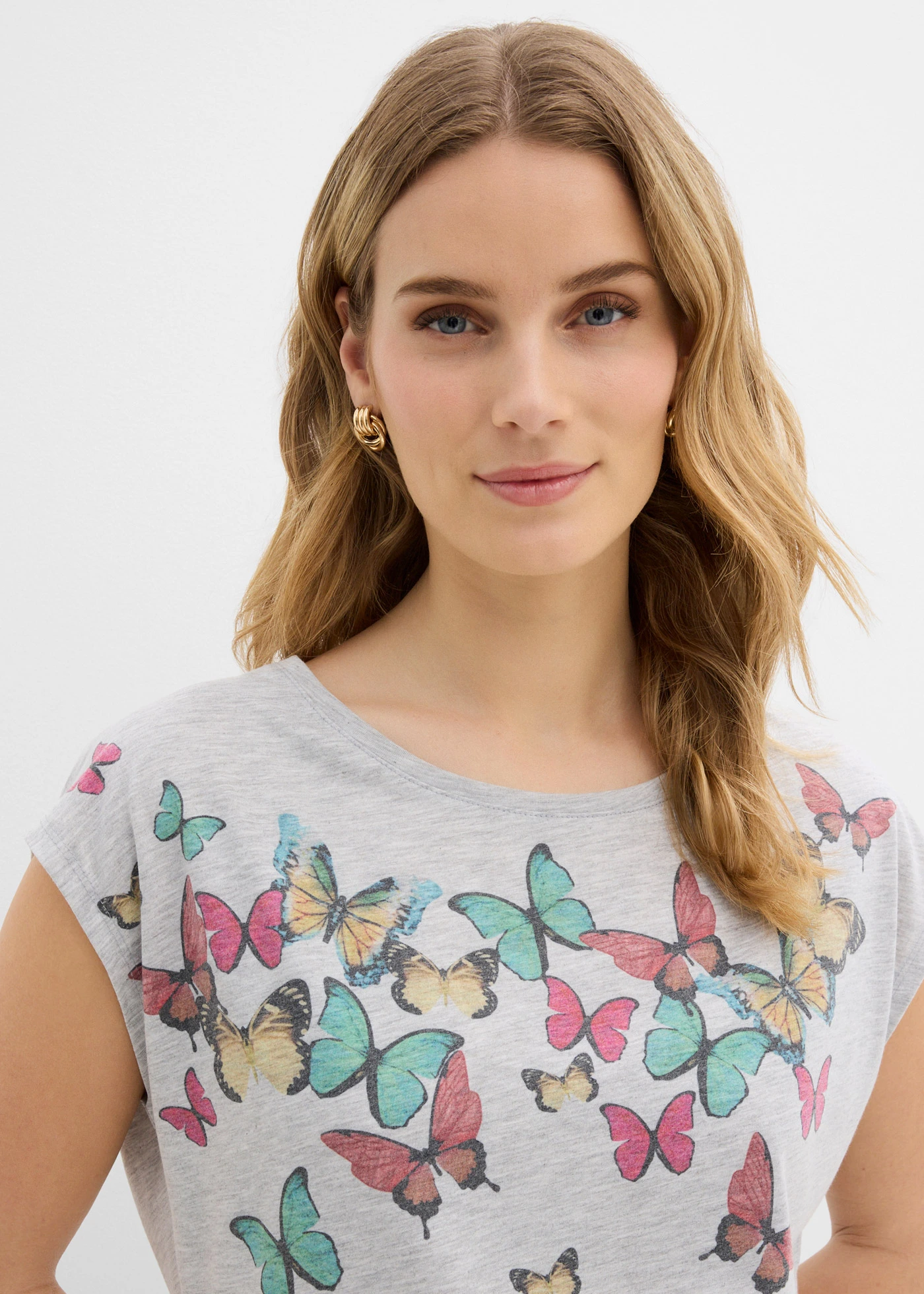 T-shirt doux • gris chiné • Boutique bonprix