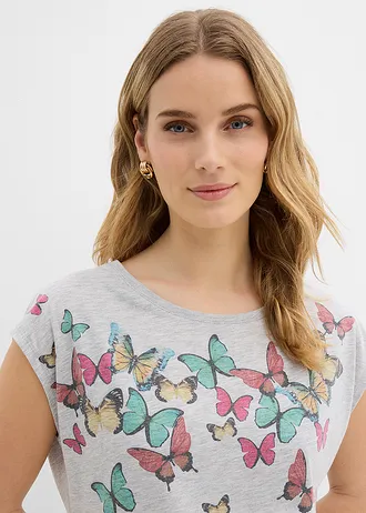 T-shirt doux • gris chiné • Boutique bonprix