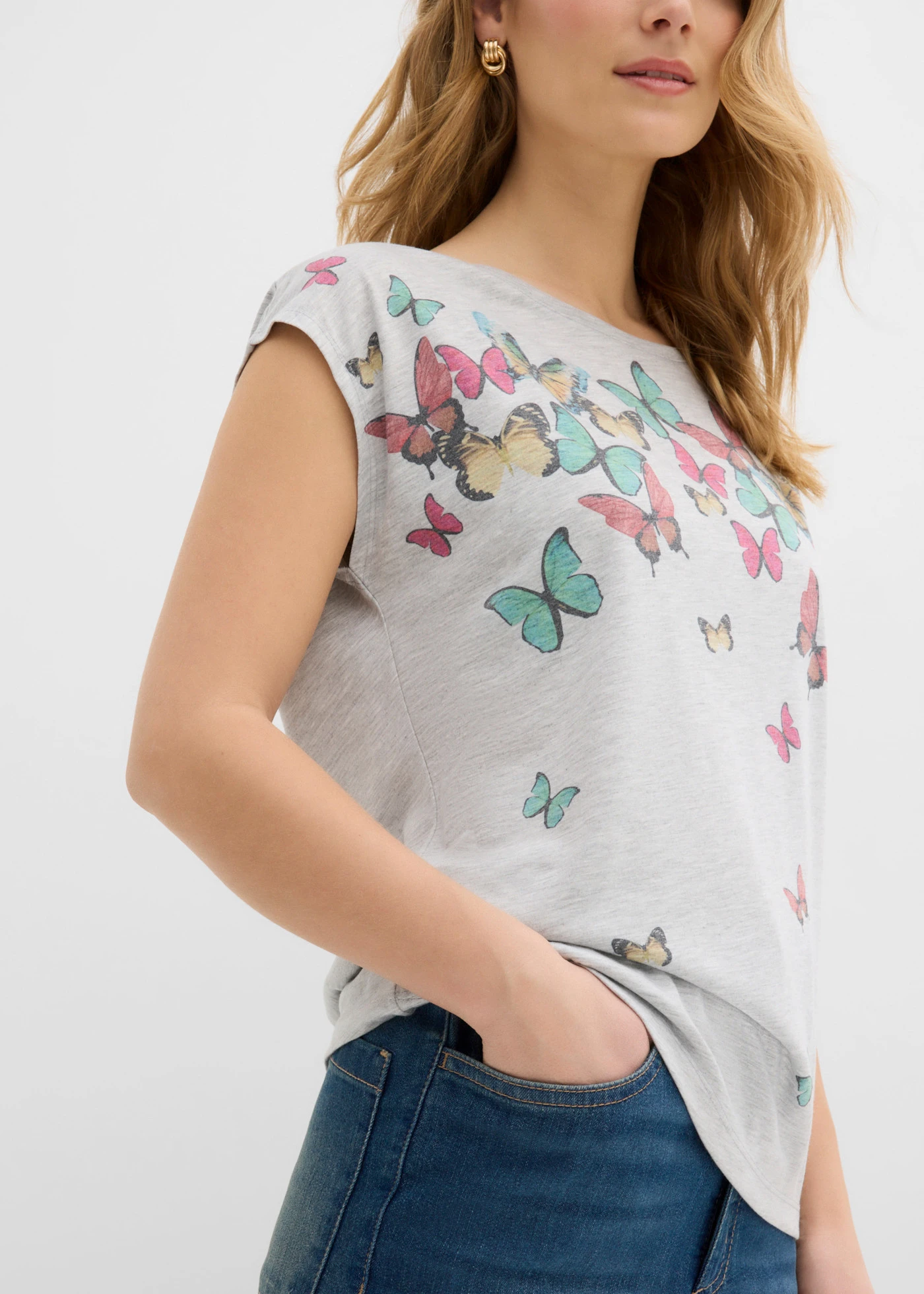 Shirt in een zachte viscosemix • grijs gemêleerd • bonprix online shop