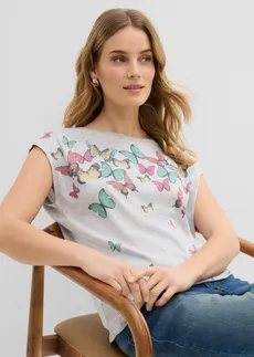 Shirt in een zachte viscosemix • grijs gemêleerd • bonprix online shop