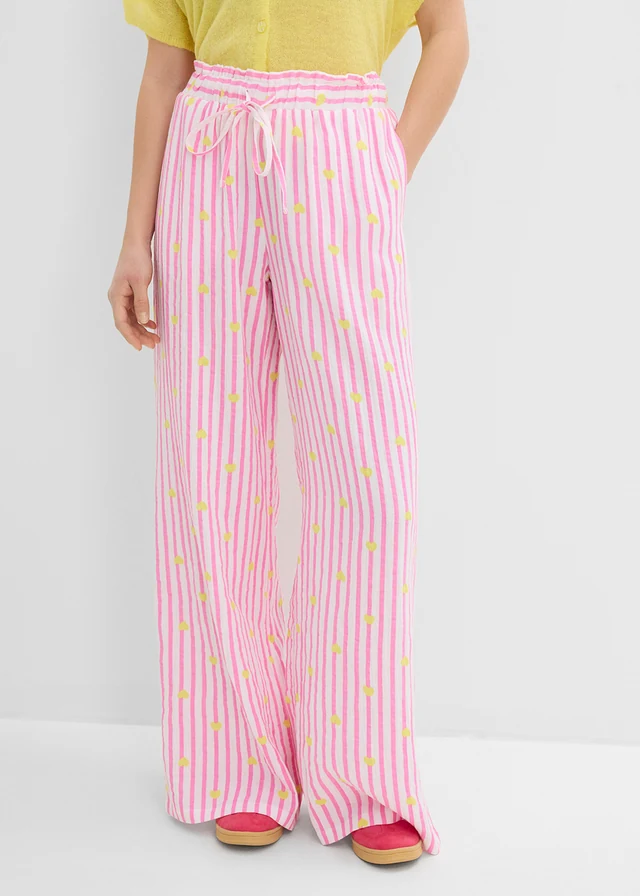 Pantalon taille élastiquée en gaze de coton • rose-citron pastel • product-page.page-title-suffix