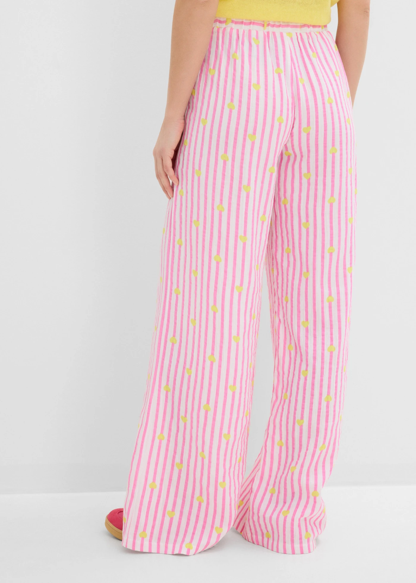 Instapbroek van luchtige mousseline • roze-lichtlimoen • product-page.page-title-suffix