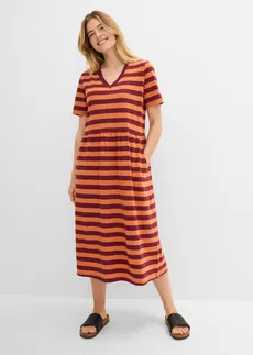 Robe en jersey coton • terre cuite-rouge érable rayé • Boutique bonprix