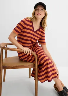 Robe en jersey coton • terre cuite-rouge érable rayé • Boutique bonprix