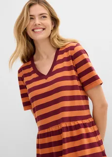 Robe en jersey coton • terre cuite-rouge érable rayé • Boutique bonprix