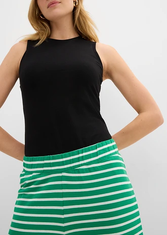 Pantalon sweat en coton texturé • vert aventurine-écru rayé • Boutique bonprix
