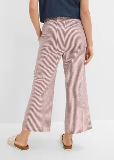 Pantalon palazzo en seersucker, longueur 7/8 • rouge érable-écru rayé • Boutique bonprix