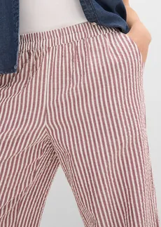 Pantalon palazzo en seersucker, longueur 7/8 • rouge érable-écru rayé • Boutique bonprix