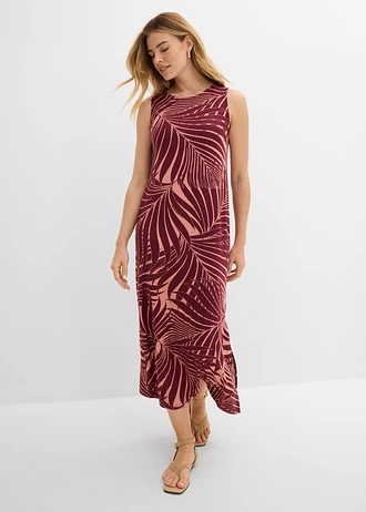Robe en jersey fluide, Couleur: rouge érable/marron poudré imprimé