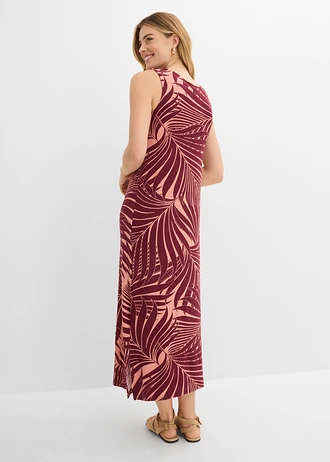 Robe en jersey fluide, Couleur: rouge érable/marron poudré imprimé