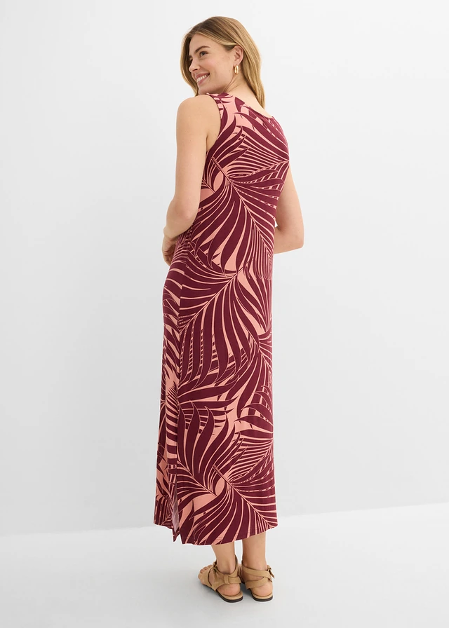 Robe en jersey fluide, Couleur: rouge érable/marron poudré imprimé