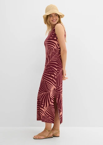 Robe en jersey fluide • rouge érable/marron poudré imprimé • Boutique bonprix