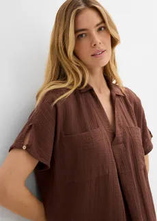 Rochie tip caftan din muselină moale • maro • magazin bonprix