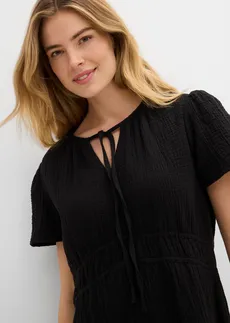 Robe-tunique en gaze de coton • noir • Boutique bonprix