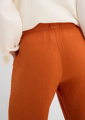 Pantalon large à pinces en gaze de coton • terre cuite • Boutique bonprix