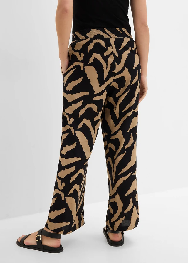Marlene Dietrich broek in een zachte viscosemix • zwart-mat camel gedessineerd • product-page.page-title-suffix