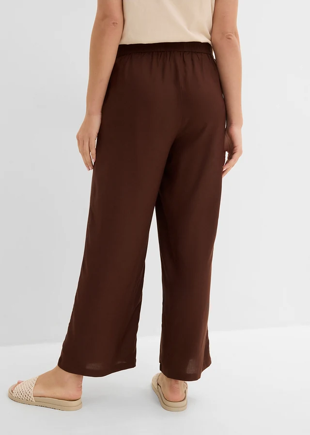 Pantaloni marlene din material moale cu viscoz[, culoare: maro