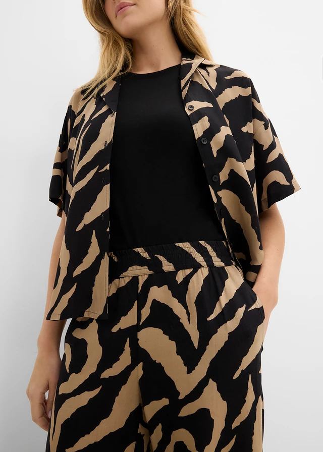 Marlene Dietrich broek in een zachte viscosemix • zwart-mat camel gedessineerd • product-page.page-title-suffix