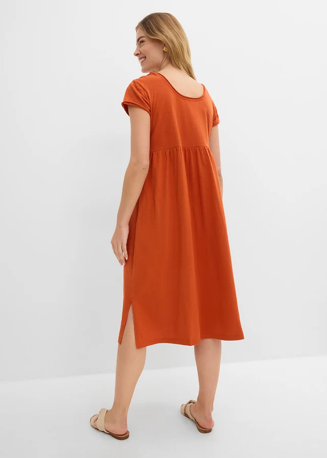 Rochie midi din bumbac organic 100% • roșu-teracotă • magazin bonprix