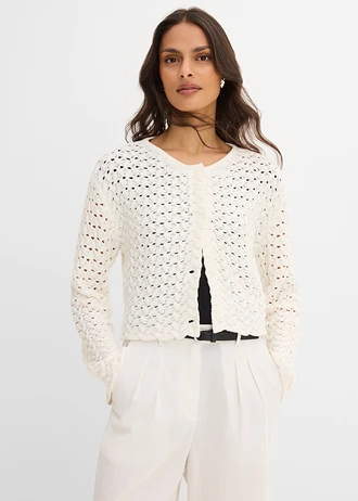 Ajour gebreide bolero, Kleur: wolwit