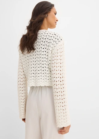Ajour gebreide bolero, Kleur: wolwit
