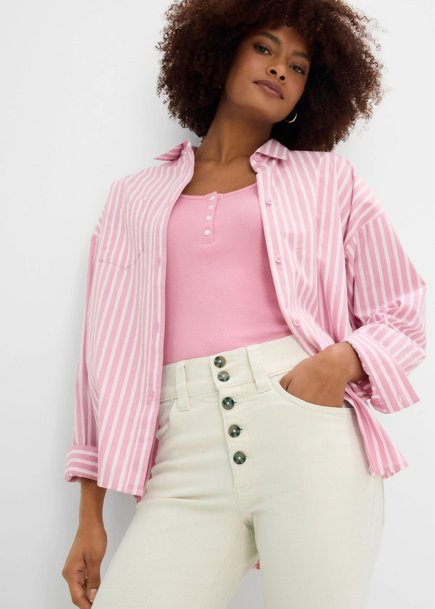 Strečové džíny Straight, High Waist • přírodní bílá • bonprix obchod