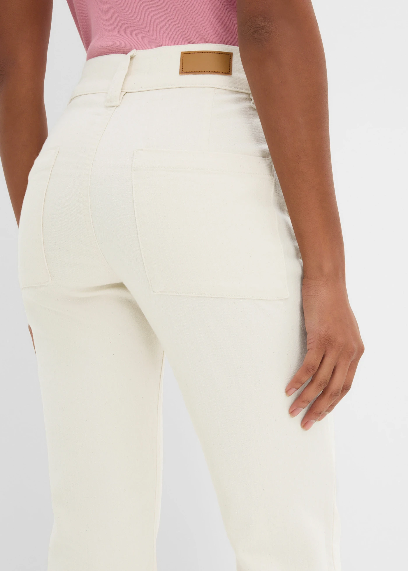 Sztreccsfarmer, Straight, High Waist • gyapjúfehér • bonprix áruház
