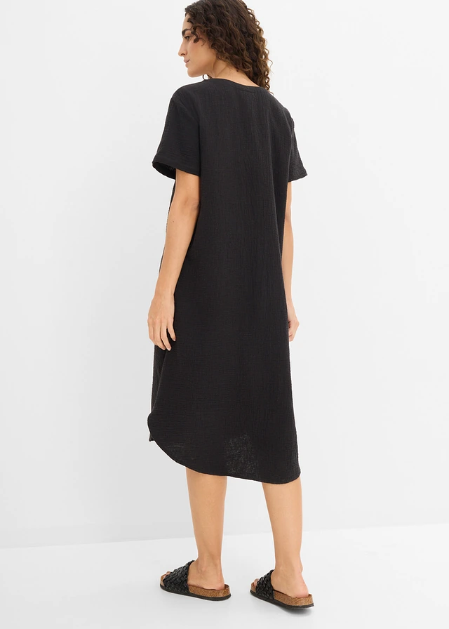 Robe chemise en gaze de coton douce • noir • product-page.page-title-suffix