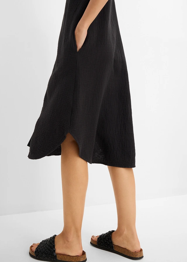 Robe chemise en gaze de coton douce • noir • product-page.page-title-suffix