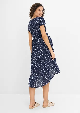 Robe de grossesse et d’allaitement en crêpe • bleu foncé-écru floral • Boutique bonprix