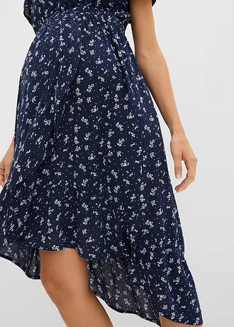 Rochie pentru gravide și alăptare 2-în-1 din viscoză fluidă, cu textură creponată • bleumarin-ecru floral • magazin bonprix