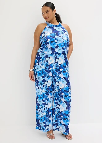 Combinaison en satin brillant, Couleur: bleu floral