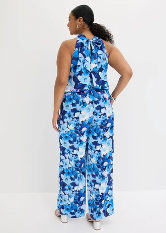 Combinaison en satin brillant, Couleur: bleu floral