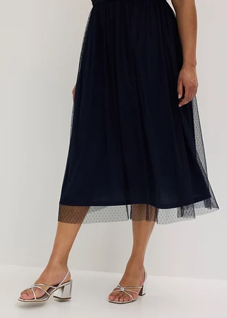 Maxi ruha finom tüllből • sötétkék plus size • bonprix áruház