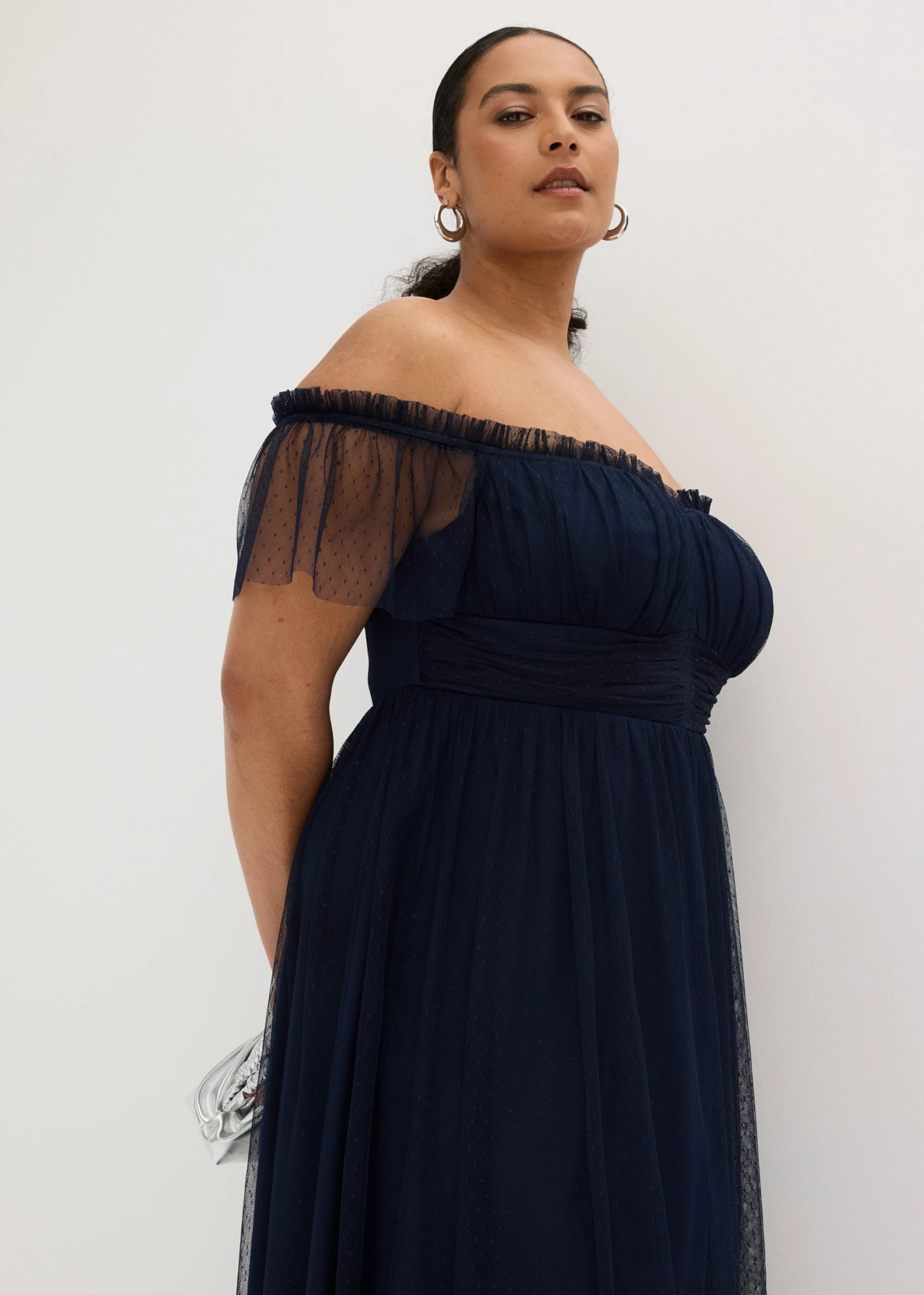 Maxi ruha finom tüllből • sötétkék plus size • bonprix áruház
