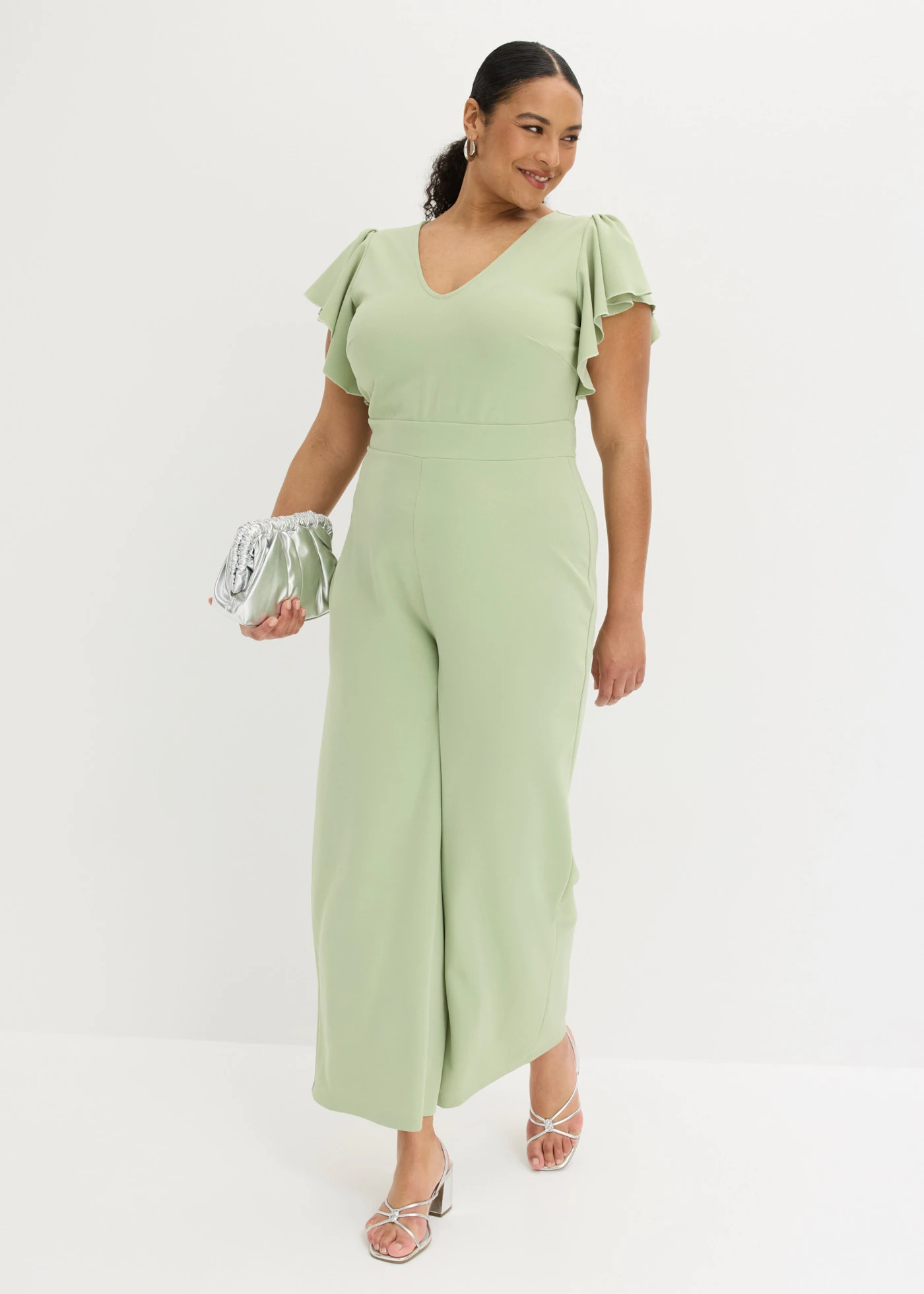 Overal ze strukturovaného krepu • světle zelená plus size • bonprix obchod