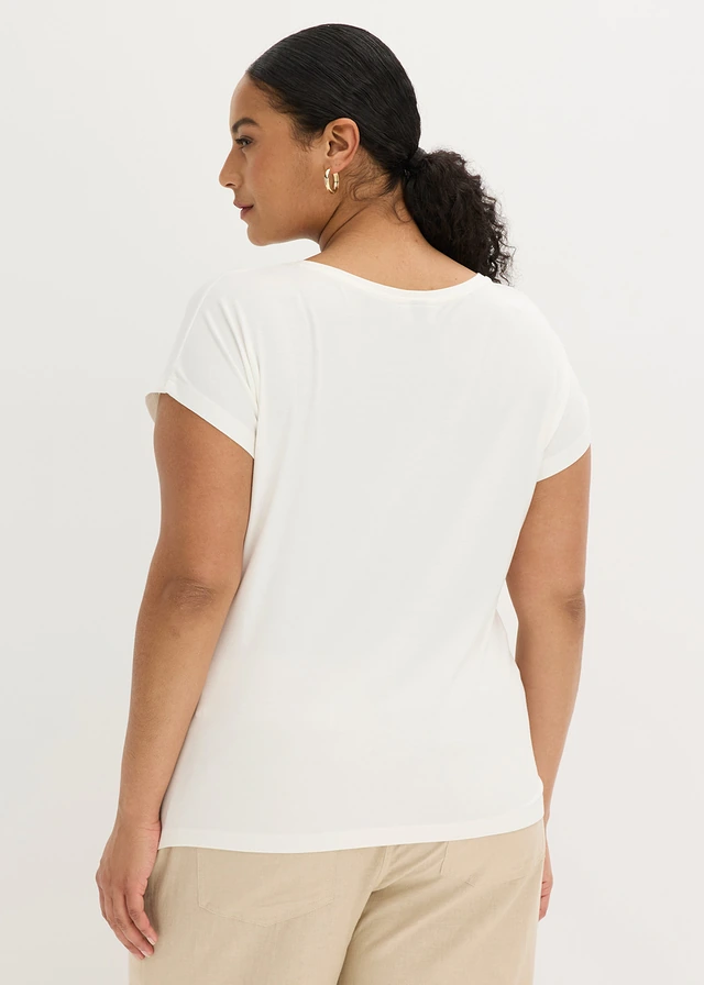 T-shirt en jersey viscose, Couleur: écru