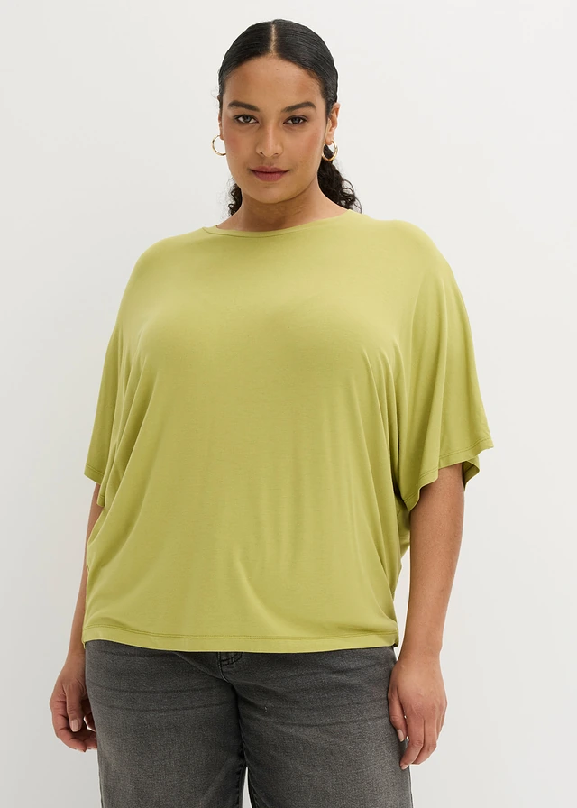 T-shirt en jersey viscose, Couleur: vert cactus