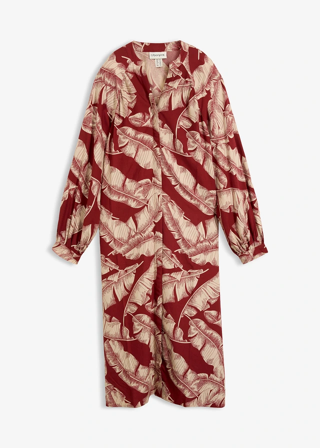 Robe caftan en viscose fluide • rouge désert-sable clair • Boutique bonprix