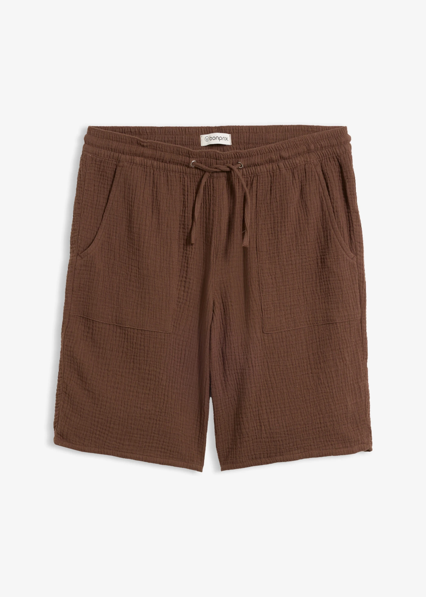 Bermuda en gaze de coton avec taille élastiquée • marron • product-page.page-title-suffix