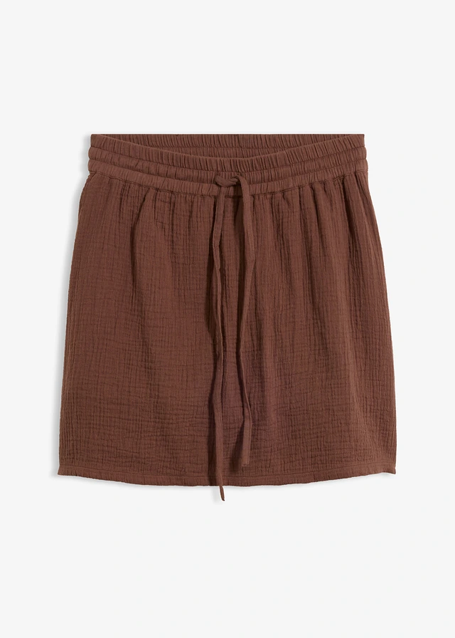 Jupe-short en gaze de coton, Couleur: marron