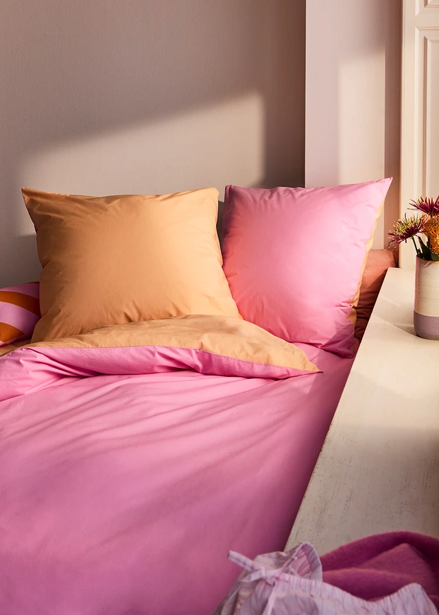 Omkeerbaar dekbedovertrek van perkal • roze-apricot • product-page.page-title-suffix