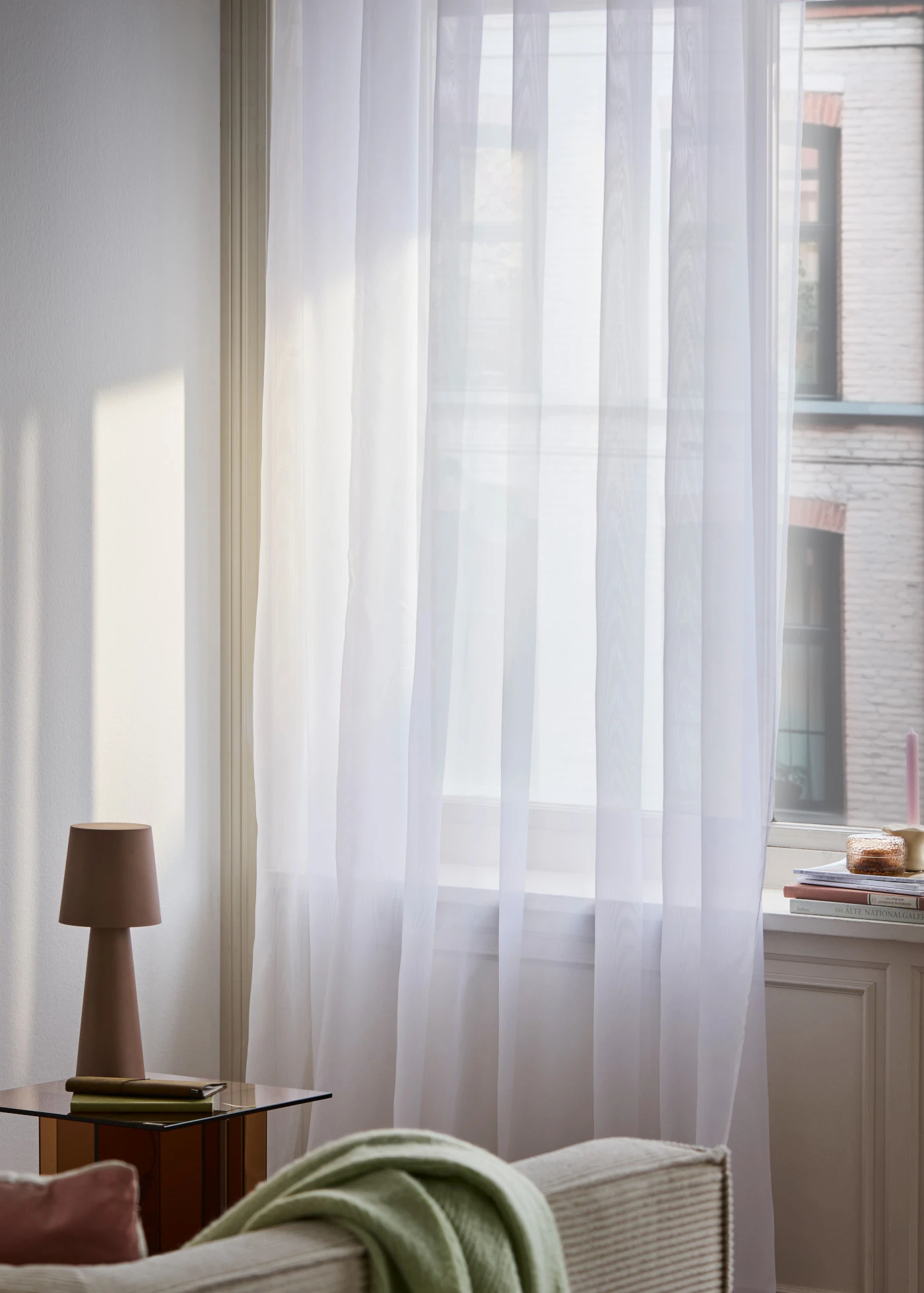 Vitrage Store met gerecycled polyester, effen • wit • bonprix online shop