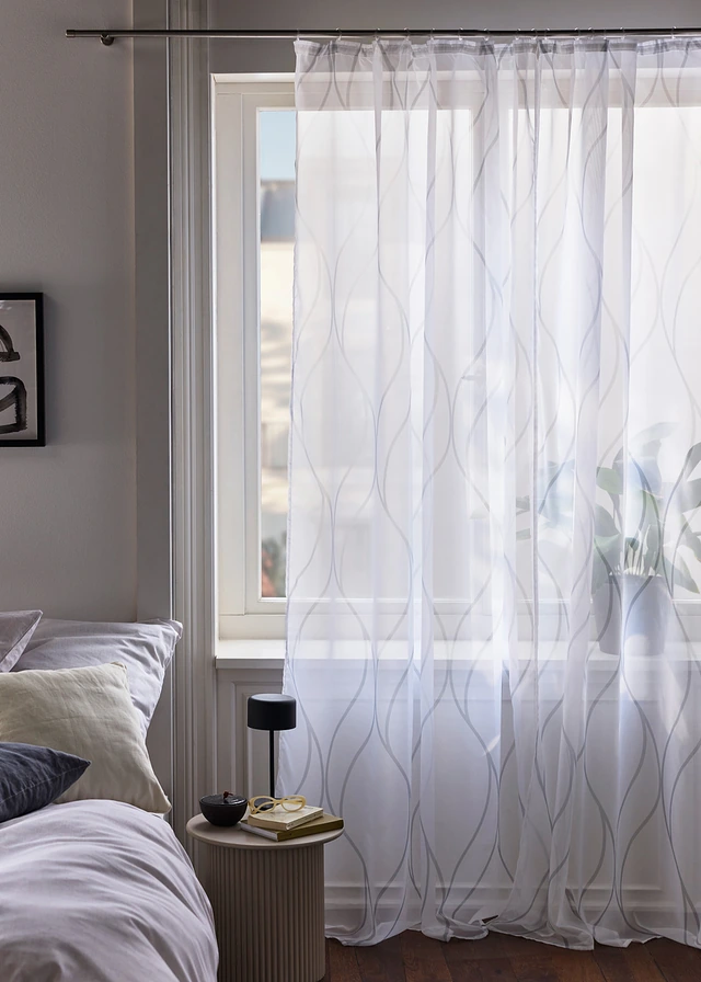 Voilage vagues (1 pce), aussi en XXL, Couleur: blanc-gris
