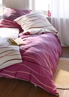 Pościel z batystu w dwustronny wzór, kolor: jeżynowy