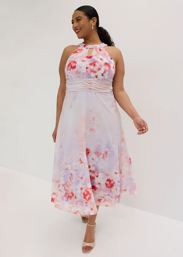 Rochie midi cu drapaj, culoare: lila deschis