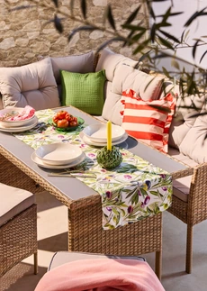 Gestreepte kussenhoes met ruches • rood gestreept • bonprix online shop