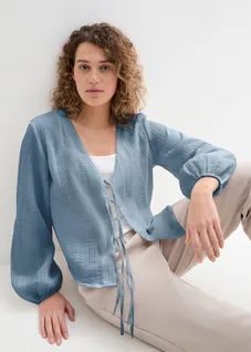 Bolero van mousseline, Kleur: rookblauw