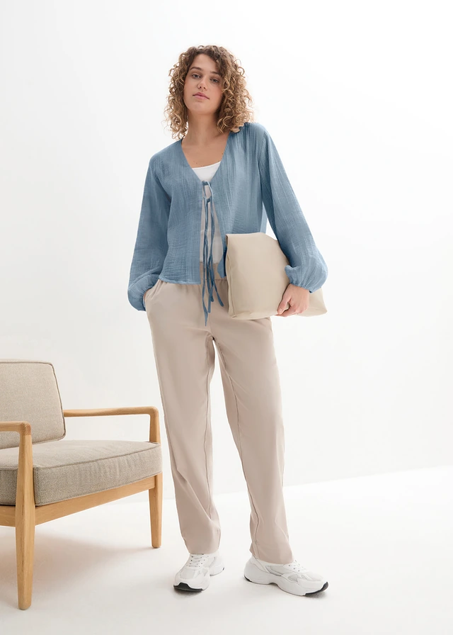 Boléro en gaze de coton, Couleur: bleu fumé