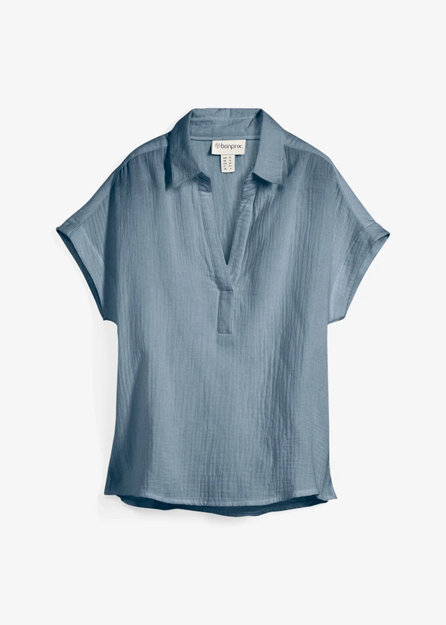 Blouse manches courtes en gaze de coton légère